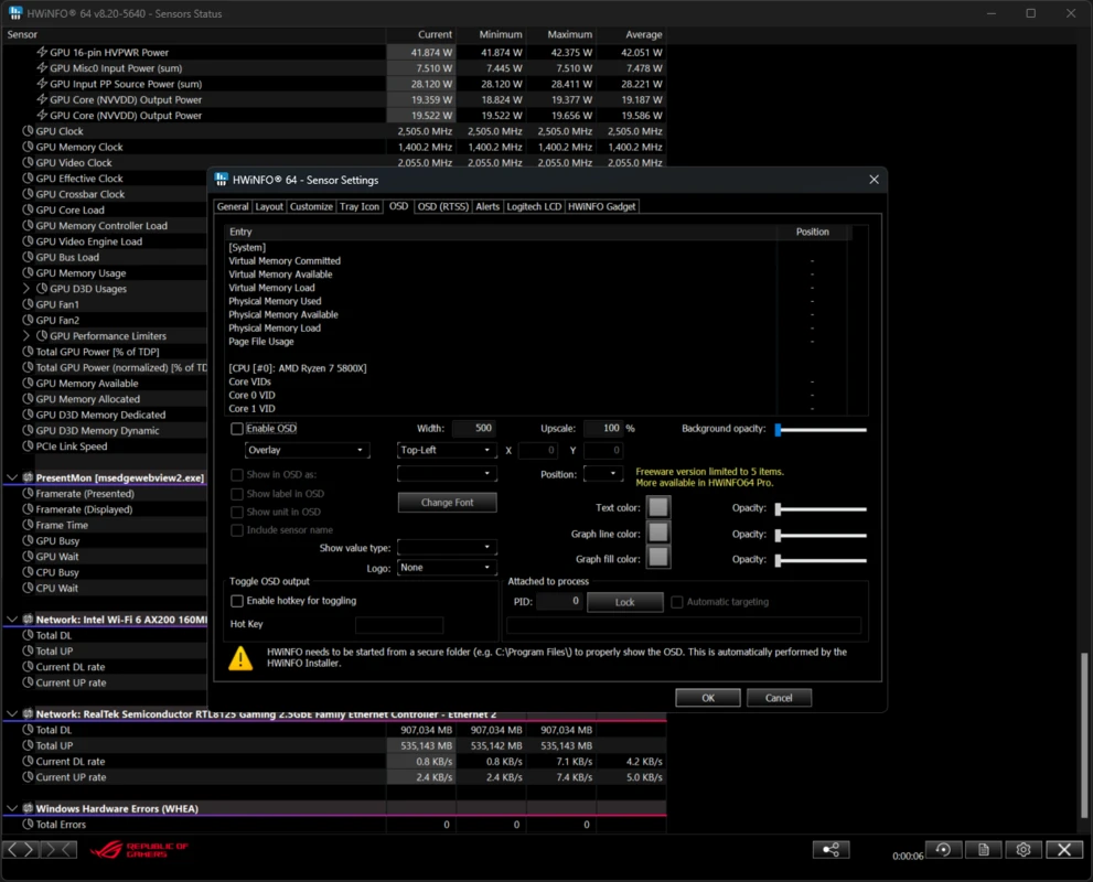 HWiNFO ethical use panel showing hardware inventory and sensor monitoring without data collection